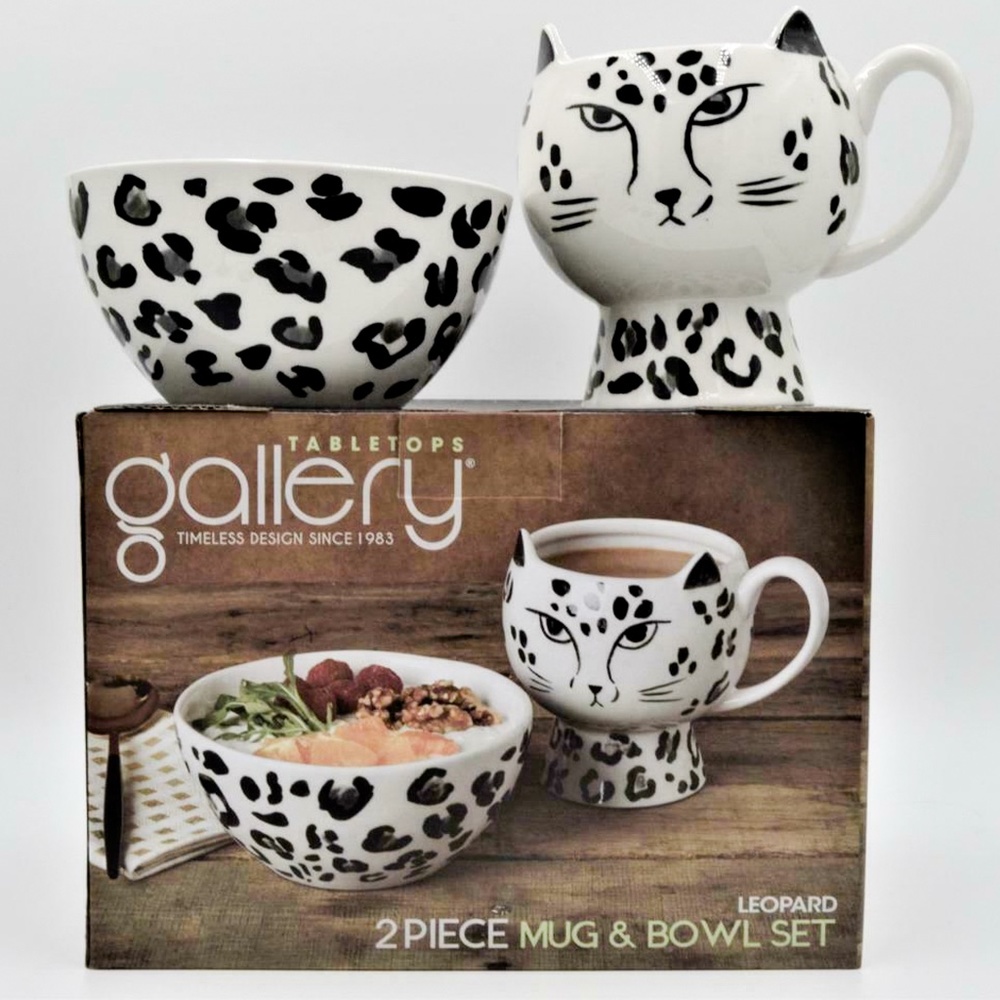 New Tabletops Gallery LEOPARD Mug & Bowl 2 Piece Set